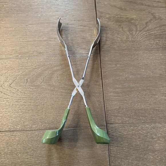 VTG Ergonomic Earth Grown Salad Tongs Fork Spoon One Piece Server Green MCM - Picture 1 of 7